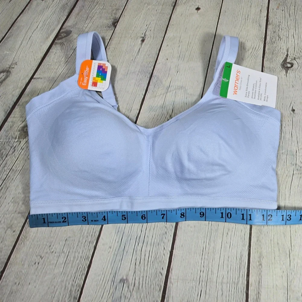 Warners Easy Does It Seamless Stretch Wireless Bra Light Blue RM3911A Large NWT